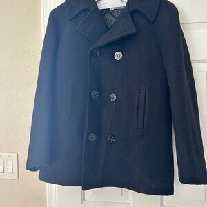 Dark Blue Wool Mens Pea Coat